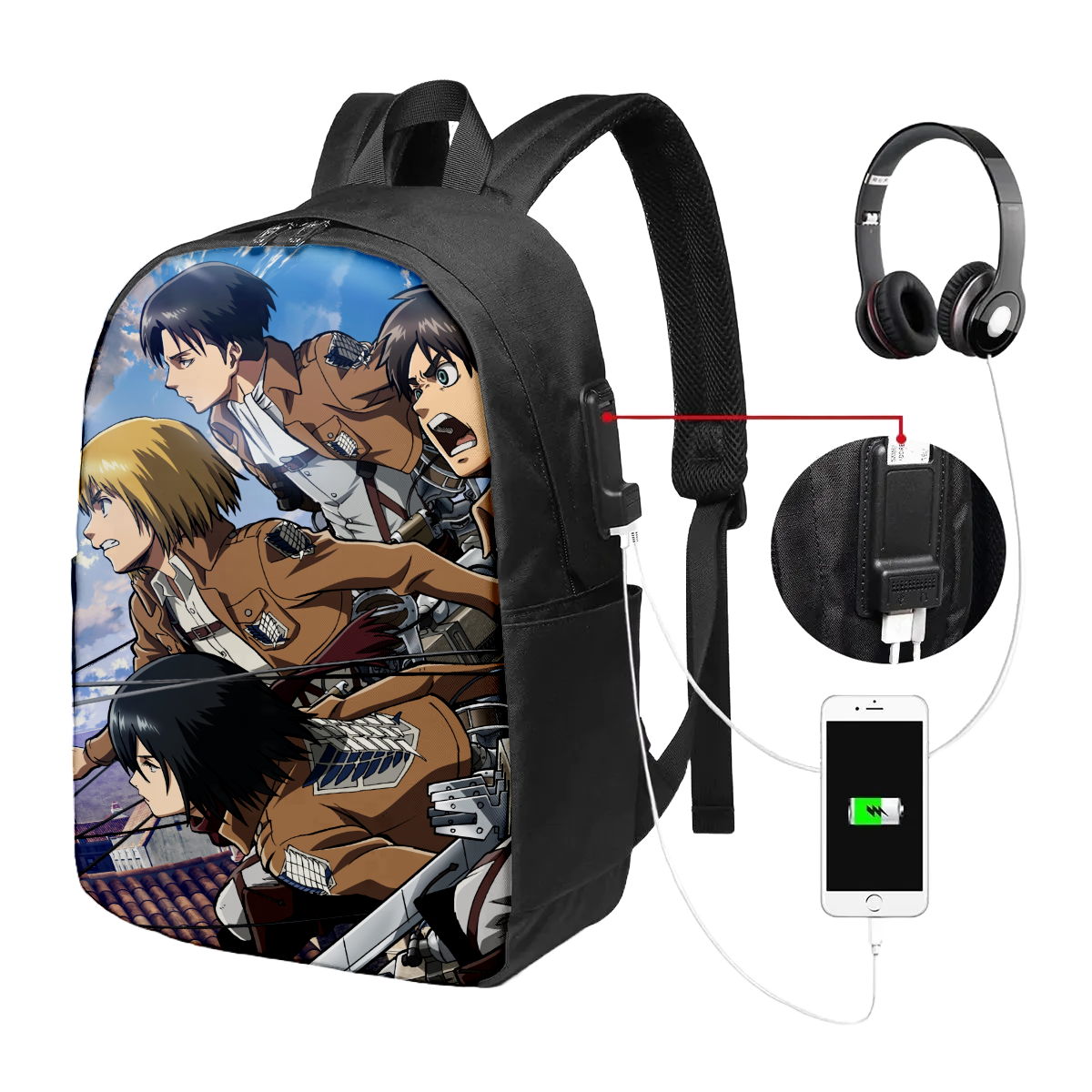 Armin, Mikasa, Eren and Levi Backpack
