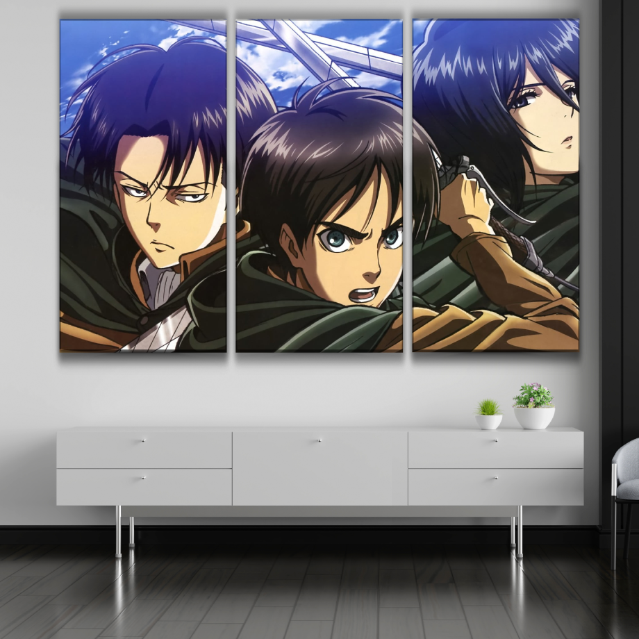 Levi, Eren and Mikasa Poster