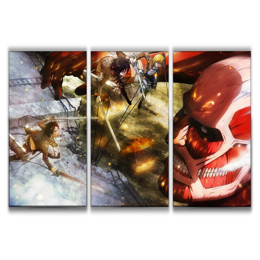 Mikasa, Eren and Armin vs Colossal TItan Poster